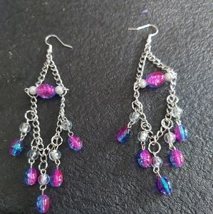 Blue and purple hook earrings